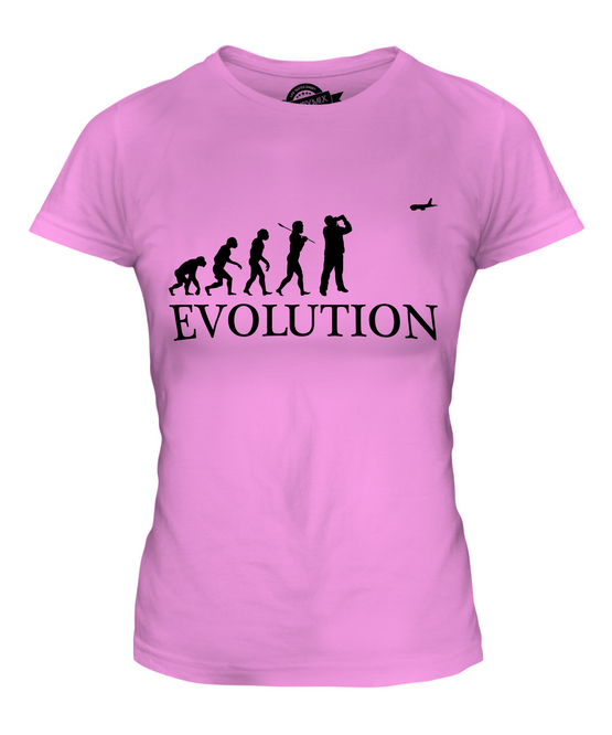 FLUGZEUG SPOTTER EVOLUTION DES MENSCHEN DAMEN T-SHIRT TEE SHIRT TOP 36 38 40 42 - Picture 14 of 14