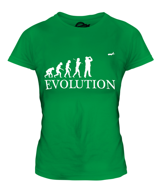 FLUGZEUG SPOTTER EVOLUTION DES MENSCHEN DAMEN T-SHIRT TEE SHIRT TOP 36 38 40 42 - Picture 10 of 14