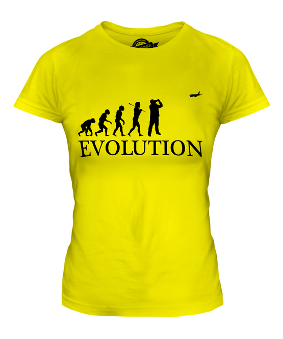 FLUGZEUG SPOTTER EVOLUTION DES MENSCHEN DAMEN T-SHIRT TEE SHIRT TOP 36 38 40 42 - Picture 9 of 14