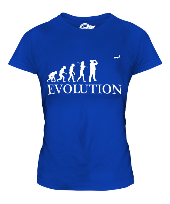 FLUGZEUG SPOTTER EVOLUTION DES MENSCHEN DAMEN T-SHIRT TEE SHIRT TOP 36 38 40 42 - Picture 13 of 14