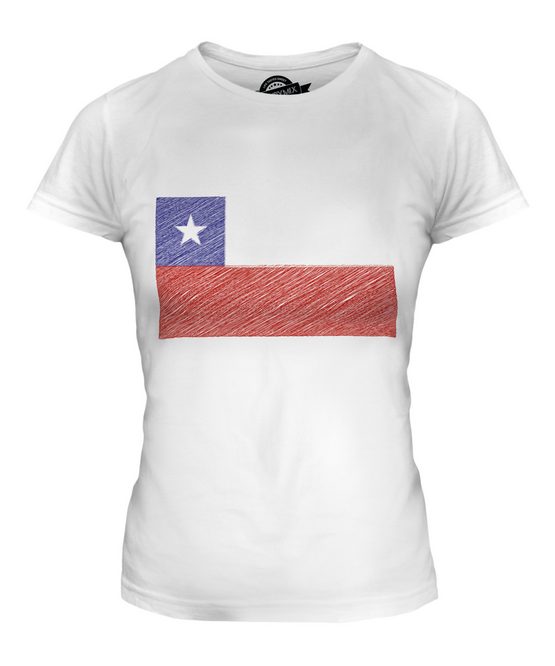 CHILE SCRIBBLE FLAG LADIES T-SHIRT TEE TOP GIFT CHILEAN FOOTBALL