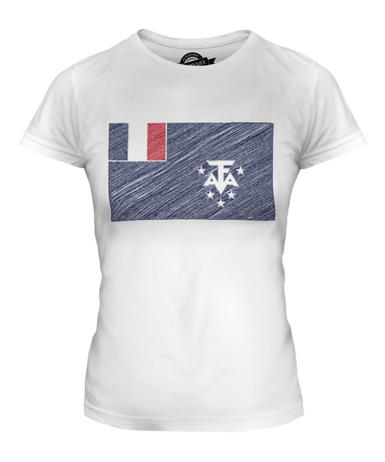 FRENCH SOUTHERN AND ANTARTIC LANDS SCRIBBLE FLAG LADIES T-SHIRT TEE TOP GIFT