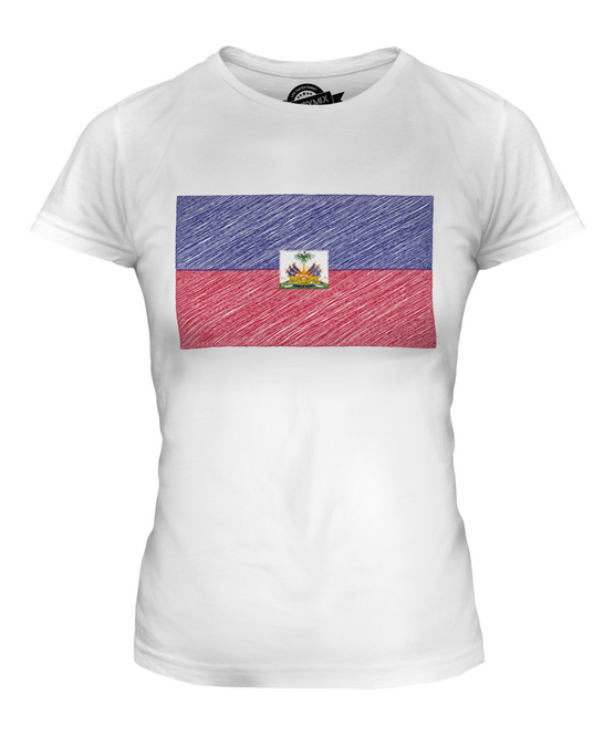 HAITI SCARABOCCHI BANDIERA DONNA T-SHIRT MAGLIETTA TOP 36 38 40 42 44 46 48 - Foto 2 di 14