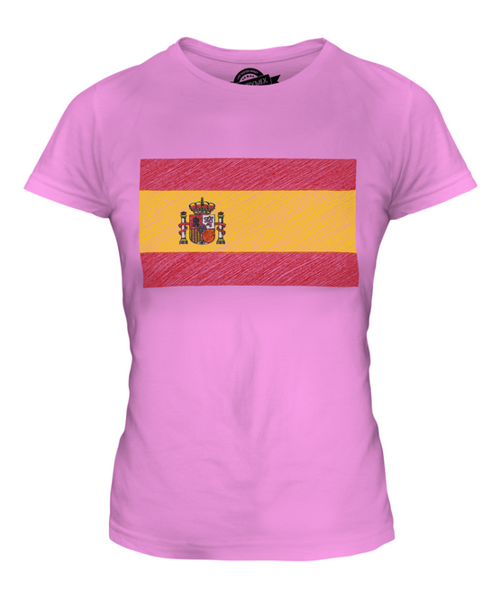 L'Espagne Scribble Drapeau Femmes T-shirt Tee Top Cadeau España ESPANYA 