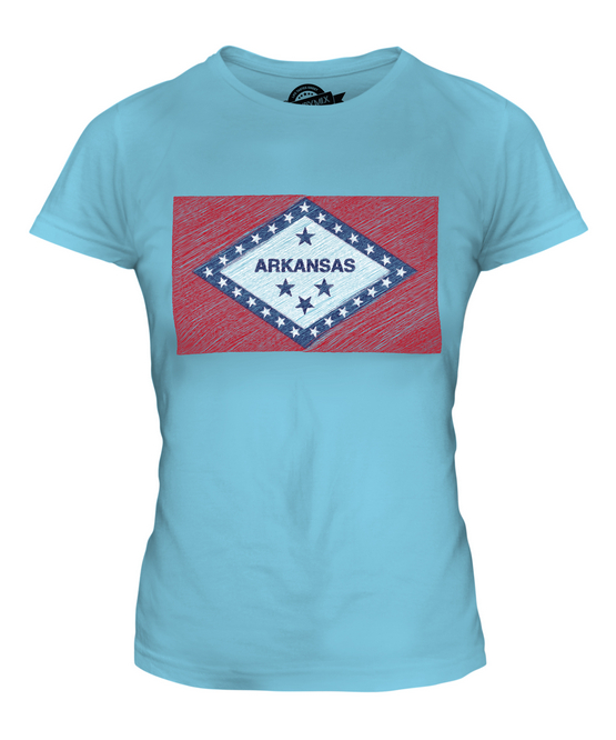 ARKANSAS STATE SCRIBBLE FLAG LADIES T-SHIRT TEE TOP GIFT ARKANSAN ARKANSAWYER - Picture 12 of 14