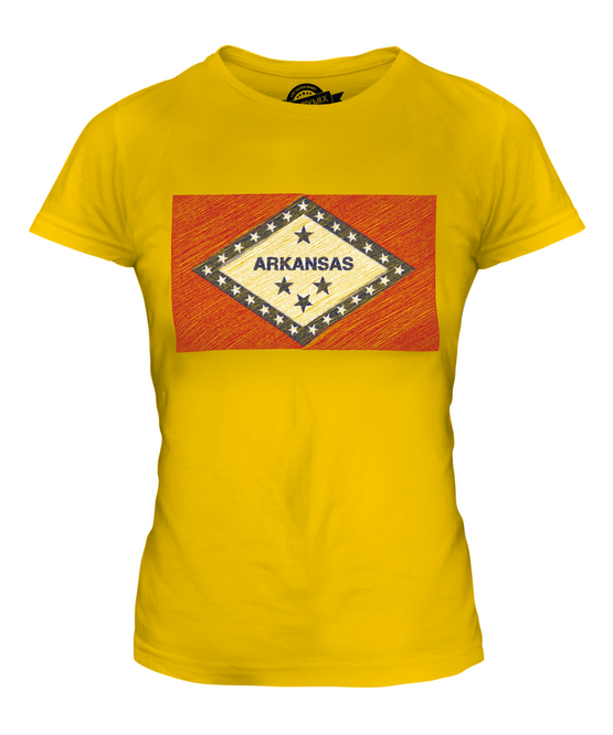 ARKANSAS STATE SCRIBBLE FLAG LADIES T-SHIRT TEE TOP GIFT ARKANSAN ARKANSAWYER - Picture 8 of 14