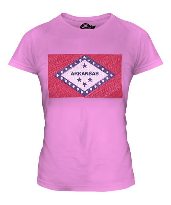 ARKANSAS STATE SCRIBBLE FLAG LADIES T-SHIRT TEE TOP GIFT ARKANSAN ARKANSAWYER - Picture 14 of 14