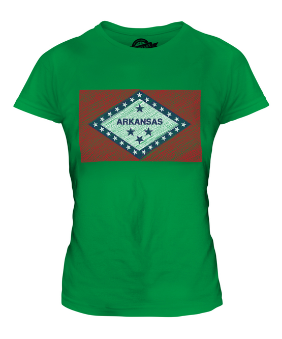 ARKANSAS STATE SCRIBBLE FLAG LADIES T-SHIRT TEE TOP GIFT ARKANSAN ARKANSAWYER - Picture 10 of 14
