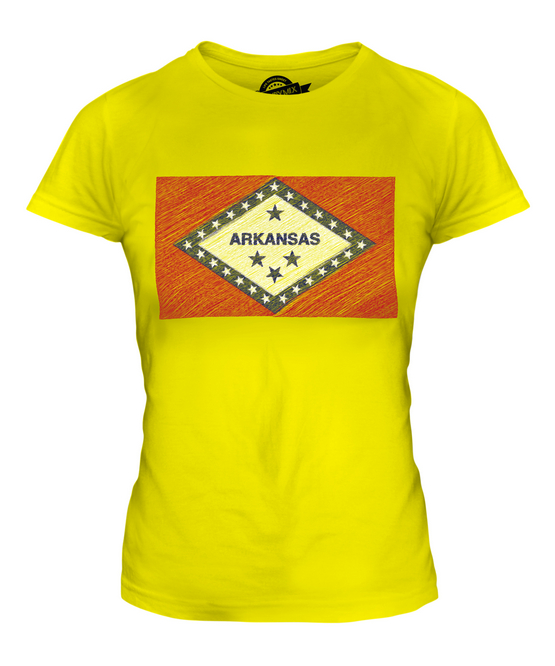 ARKANSAS STATE SCRIBBLE FLAG LADIES T-SHIRT TEE TOP GIFT ARKANSAN ARKANSAWYER - Picture 9 of 14
