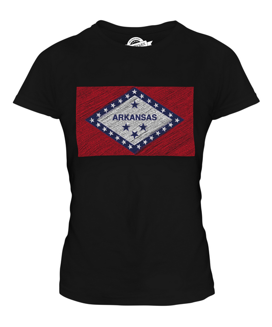 ARKANSAS STATE SCRIBBLE FLAG LADIES T-SHIRT TEE TOP GIFT ARKANSAN ARKANSAWYER - Picture 3 of 14