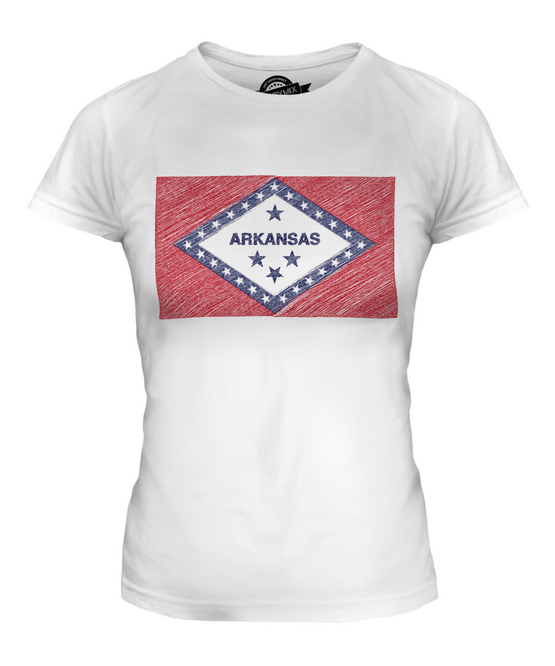 ARKANSAS STATE SCRIBBLE FLAG LADIES T-SHIRT TEE TOP GIFT ARKANSAN ARKANSAWYER - Picture 2 of 14