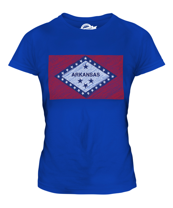 ARKANSAS STATE SCRIBBLE FLAG LADIES T-SHIRT TEE TOP GIFT ARKANSAN ARKANSAWYER - Picture 13 of 14