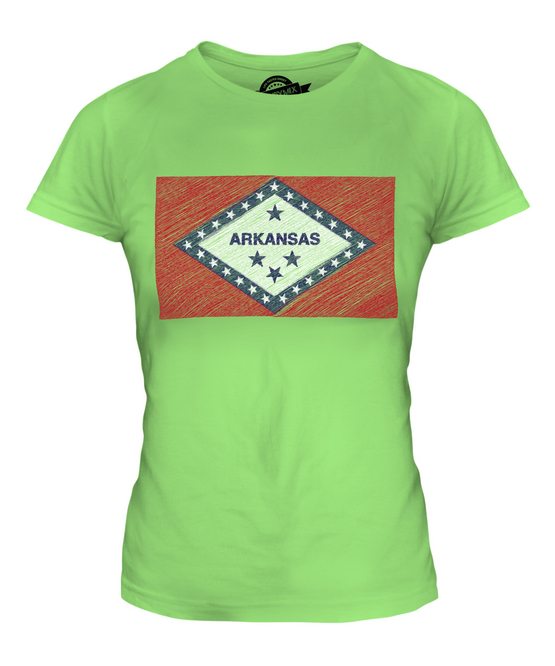ARKANSAS STATE SCRIBBLE FLAG LADIES T-SHIRT TEE TOP GIFT ARKANSAN ARKANSAWYER - Picture 11 of 14