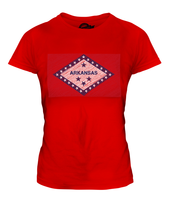 ARKANSAS STATE SCRIBBLE FLAG LADIES T-SHIRT TEE TOP GIFT ARKANSAN ARKANSAWYER - Picture 6 of 14