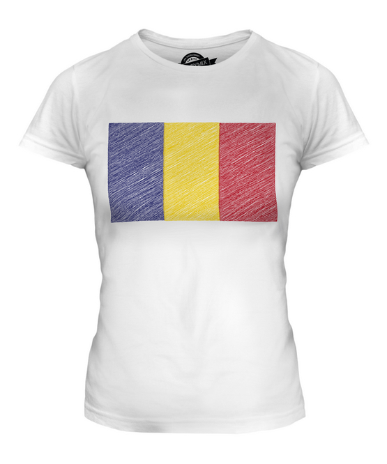 ROMANIA SCRIBBLE FLAG LADIES T-SHIRT TEE TOP GIFT ROMÂNIA ROMANIAN