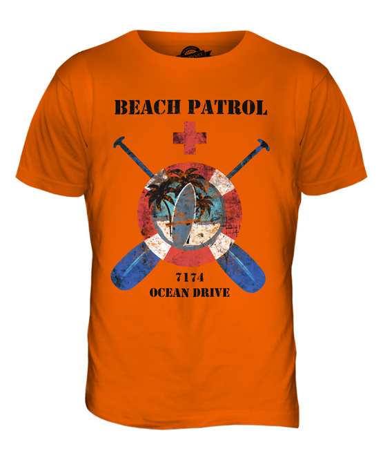 OCEAN DRIVE BEACH PATROL MENS DISTRESSED EFFECT VINTAGE T-SHIRT 