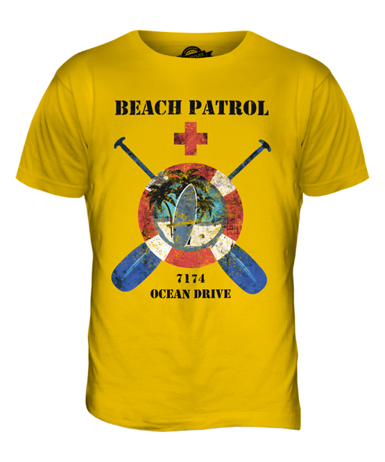 OCEAN DRIVE BEACH PATROL MENS DISTRESSED EFFECT VINTAGE T-SHIRT 