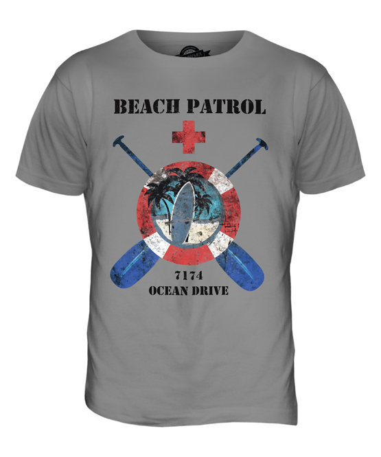 OCEAN DRIVE BEACH PATROL MENS DISTRESSED EFFECT VINTAGE T-SHIRT 
