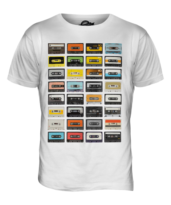 Mens Cassette Back To The 80s Print T Shirt Boys Short Sleeve Top Musical 7821 