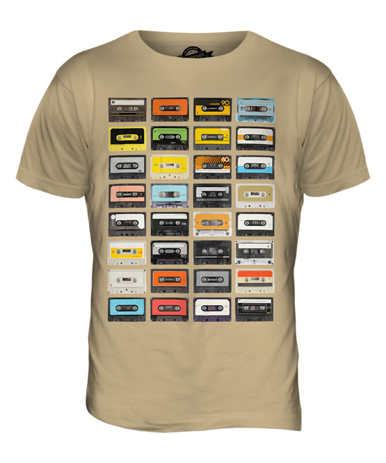 Mens Cassette Tape Retro Print T Shirt Boys Short Sleeve Top Musical Tee 7817 