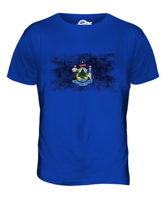 MAINE STATE DISTRESSED FLAG MENS T-SHIRT TOP MAINER SHIRT JERSEY GIFT - Picture 18 of 21