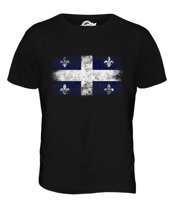 QUEBEC DISTRESSED FLAG MENS T-SHIRT TOP GIFT SHIRT CLOTHING JERSEY
