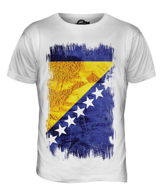 BOSNIA AND HERZEGOVINA GRUNGE FLAG MENS T-SHIRT TEE TOP BOSNA I HERCEGOVINA