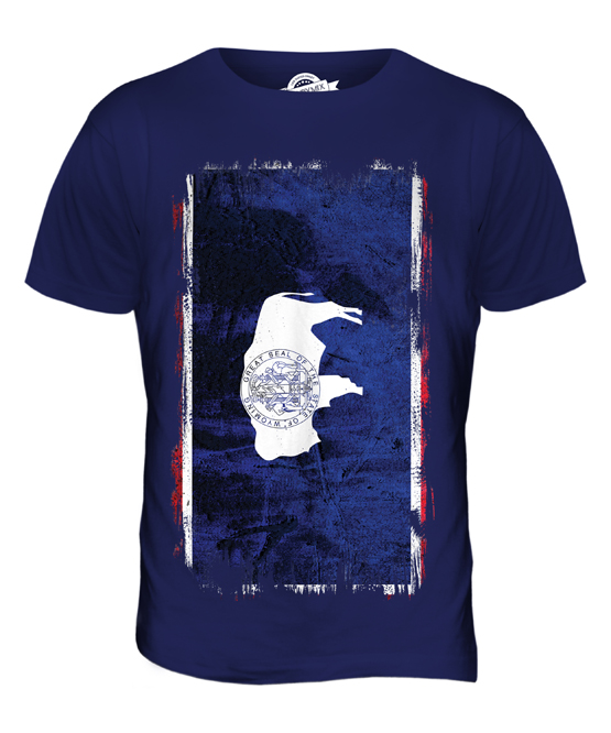 WYOMING STATE GRUNGE FLAG MENS T-SHIRT TEE TOP WYOMINGITE SHIRT JERSEY GIFT - Picture 5 of 21