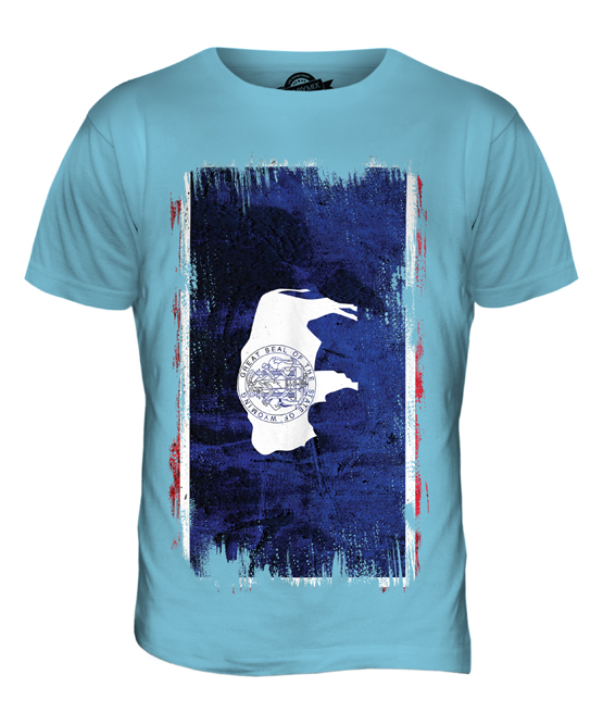 WYOMING STATE GRUNGE FLAG MENS T-SHIRT TEE TOP WYOMINGITE SHIRT JERSEY GIFT - Picture 17 of 21