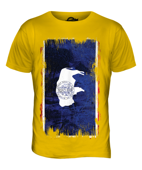 WYOMING STATE GRUNGE FLAG MENS T-SHIRT TEE TOP WYOMINGITE SHIRT JERSEY GIFT - Picture 9 of 21