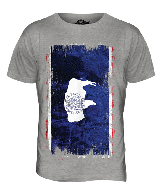 WYOMING STATE GRUNGE FLAG MENS T-SHIRT TEE TOP WYOMINGITE SHIRT JERSEY GIFT - Picture 4 of 21