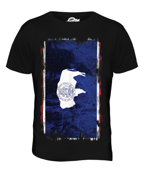 WYOMING STATE GRUNGE FLAG MENS T-SHIRT TEE TOP WYOMINGITE SHIRT JERSEY GIFT - Picture 3 of 21