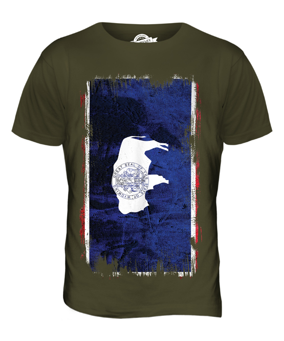WYOMING STATE GRUNGE FLAG MENS T-SHIRT TEE TOP WYOMINGITE SHIRT JERSEY GIFT - Picture 15 of 21