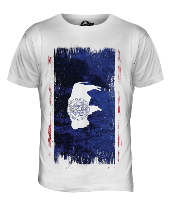 WYOMING STATE GRUNGE FLAG MENS T-SHIRT TEE TOP WYOMINGITE SHIRT JERSEY GIFT - Picture 2 of 21
