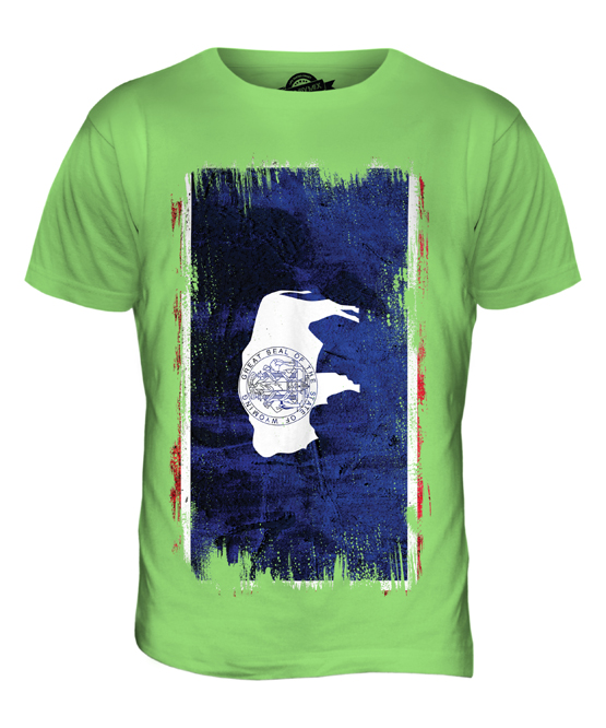 WYOMING STATE GRUNGE FLAG MENS T-SHIRT TEE TOP WYOMINGITE SHIRT JERSEY GIFT - Picture 12 of 21