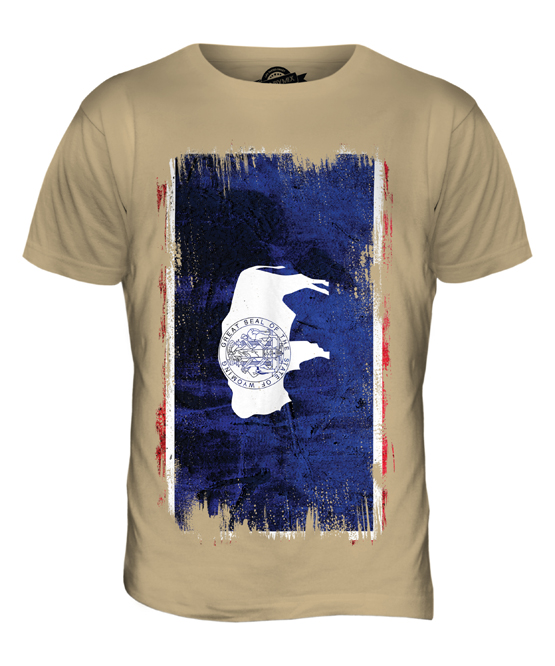 WYOMING STATE GRUNGE FLAG MENS T-SHIRT TEE TOP WYOMINGITE SHIRT JERSEY GIFT - Picture 16 of 21