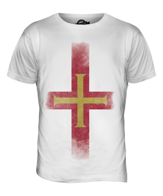 GUERNSEY FADED FLAG MENS T-SHIRT TEE TOP FOOTBALL GIFT SHIRT CLOTHING JERSEY