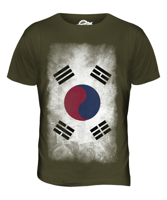 SOUTH KOREA FADED FLAG MENS T-SHIRT TOP HANGUK KOREAN NAM-JOS?N SHIRT