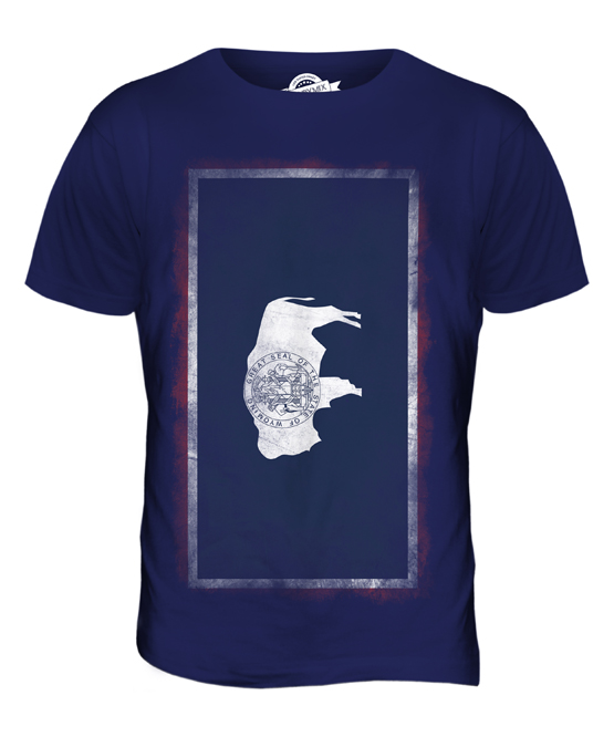 WYOMING STATE FADED FLAG MENS T-SHIRT TEE TOP WYOMINGITE SHIRT JERSEY GIFT - Picture 5 of 21