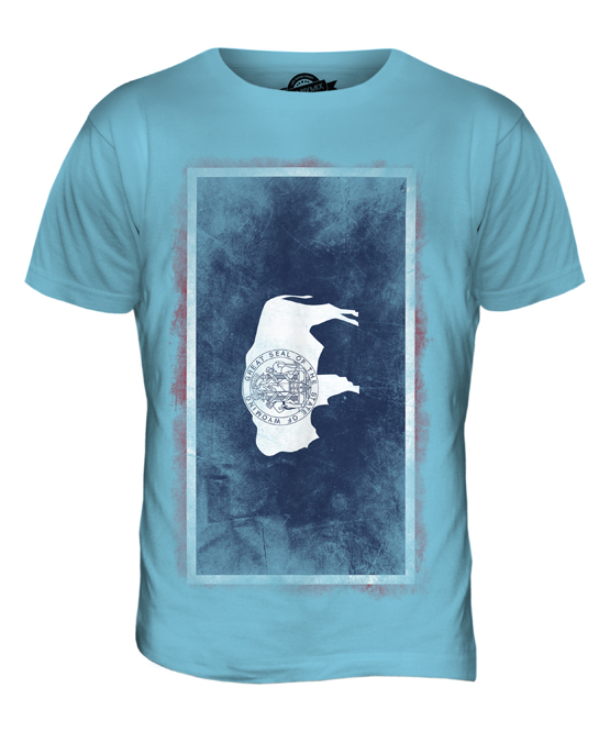 WYOMING STATE FADED FLAG MENS T-SHIRT TEE TOP WYOMINGITE SHIRT JERSEY GIFT - Picture 17 of 21