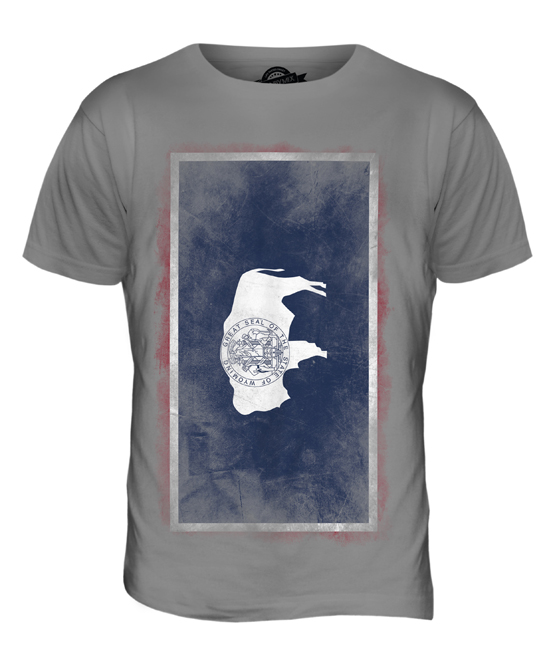 WYOMING STATE FADED FLAG MENS T-SHIRT TEE TOP WYOMINGITE SHIRT JERSEY GIFT - Picture 21 of 21