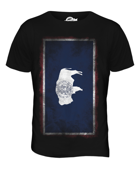 WYOMING STATE FADED FLAG MENS T-SHIRT TEE TOP WYOMINGITE SHIRT JERSEY GIFT - Picture 3 of 21