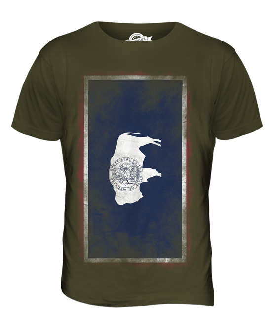 WYOMING STATE FADED FLAG MENS T-SHIRT TEE TOP WYOMINGITE SHIRT JERSEY GIFT - Picture 15 of 21