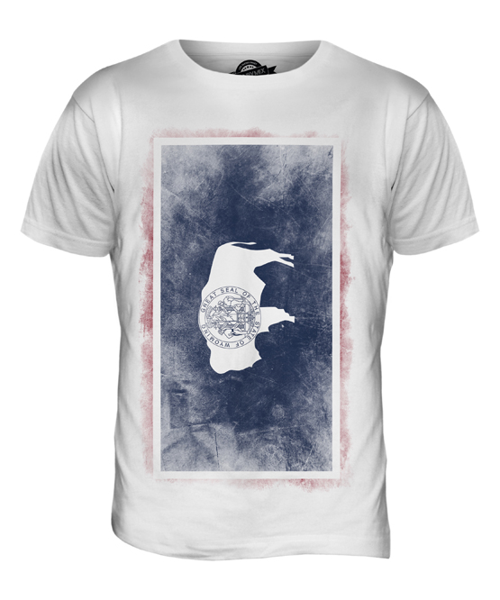 WYOMING STATE FADED FLAG MENS T-SHIRT TEE TOP WYOMINGITE SHIRT JERSEY GIFT - Picture 2 of 21