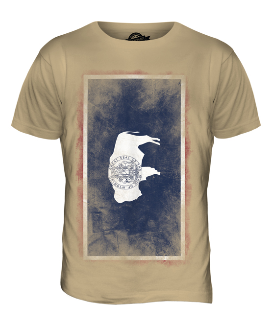 WYOMING STATE FADED FLAG MENS T-SHIRT TEE TOP WYOMINGITE SHIRT JERSEY GIFT - Picture 16 of 21
