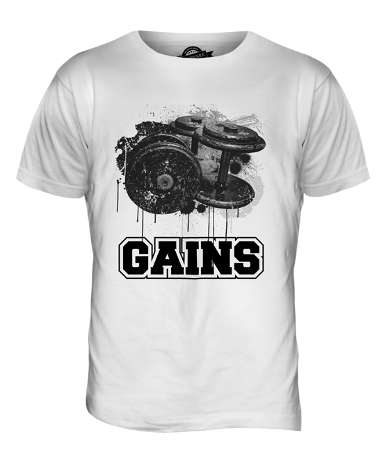 GYM DUMBBELL GAINS MENS T SHIRT TEE SHIRT XS S M L XL 2XL 3XL 4XL 5XL