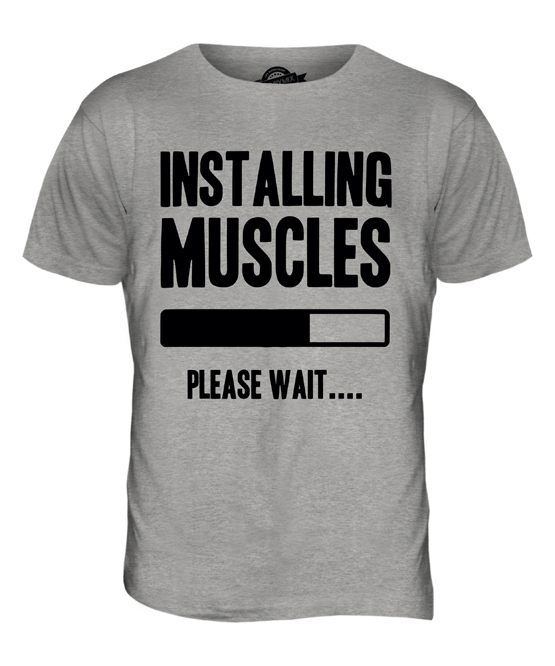 Installing Muscles funny t shirt humour novelty sarcastic mens gym birthday gift