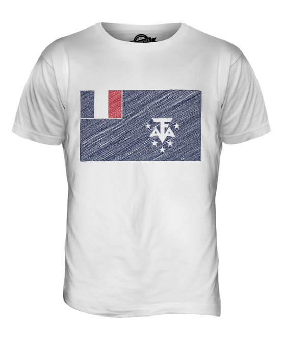 FRENCH SOUTHERN AND ANTARTIC LANDS SCRIBBLE FLAG MENS T-SHIRT TEE TOP GIFT SHIRT