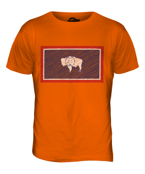 WYOMING STATE SCRIBBLE FLAG MENS T-SHIRT TEE TOP GIFT WYOMINGITE FOOTBALL - Picture 8 of 21