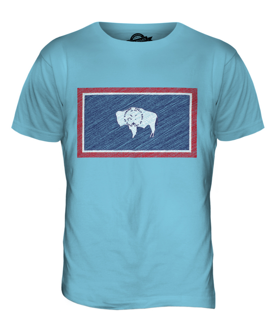 WYOMING STATE SCRIBBLE FLAG MENS T-SHIRT TEE TOP GIFT WYOMINGITE FOOTBALL - Picture 17 of 21
